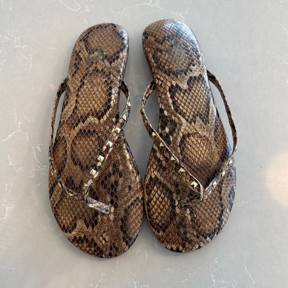 Yosi Samara Snake Print Flip Flops